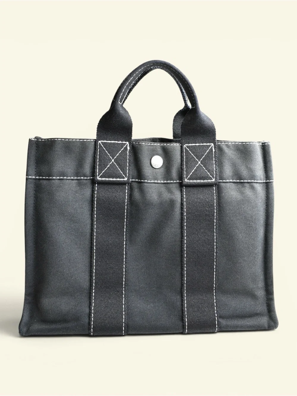 Hermes Black Canvas Tote Bag